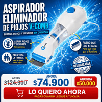 Aspirador de Piojos V-COM — Eléctrico, Elimina Piojos y Liendres